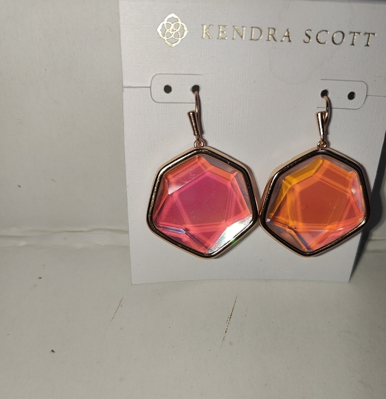 Authentic NWT Kendra Scott Drop Frame Iridescent Stone Earrings - Picture 5 of 14